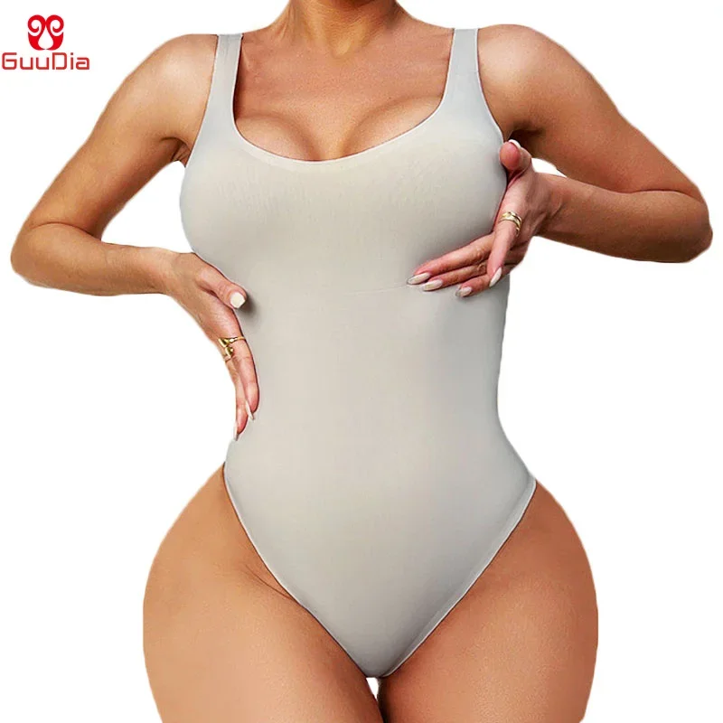 Shapewear Bodysuit Firm - GUUDIA Sexy Thong Deep U Neck