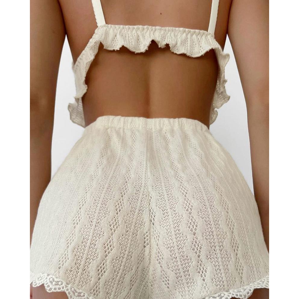 Lace Trim Ruffle Hem Cable Tex - огляд і ціна Cami Top Lace