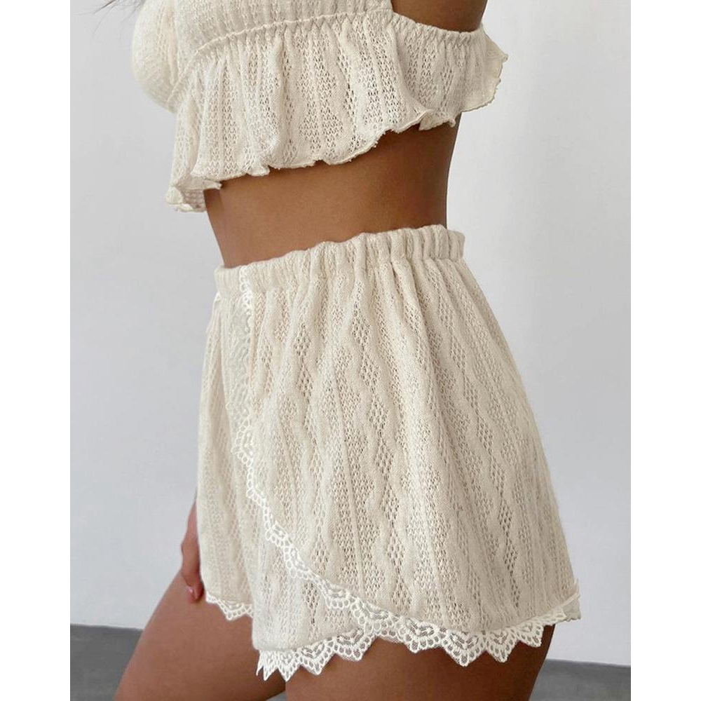 Lace Trim Ruffle Hem Cable Tex - огляд і ціна Cami Top Lace